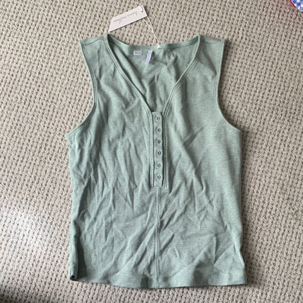Travis Mathew Light Green Buttoned Tank Top Ray of Sunshine